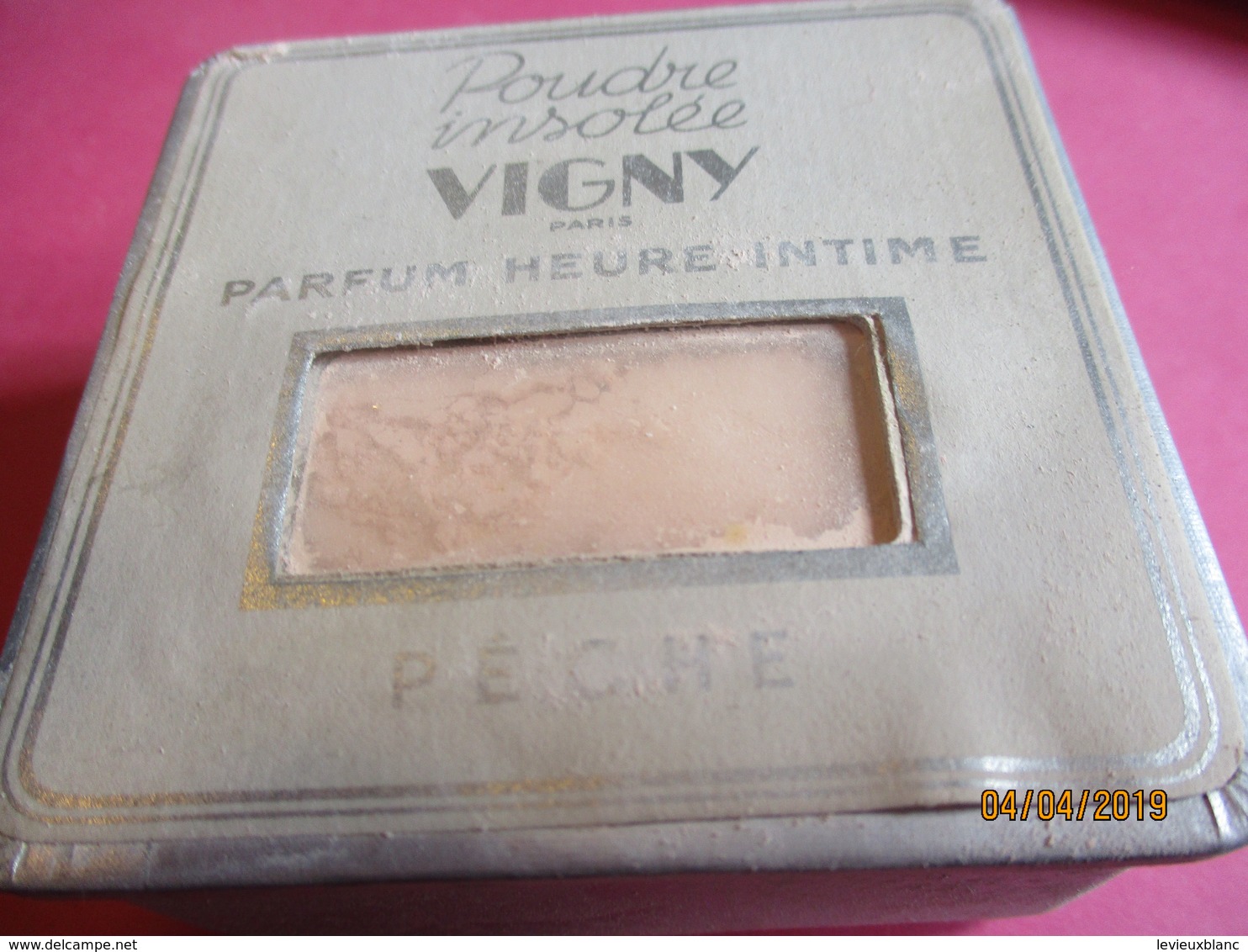 Maquillage/Boite De Poudre De Riz/VIGNY/Paris / Poudre Insolée/Parfum Heure Intime/Pêche/Vers 1930-50       PARF192 - Kosmetika