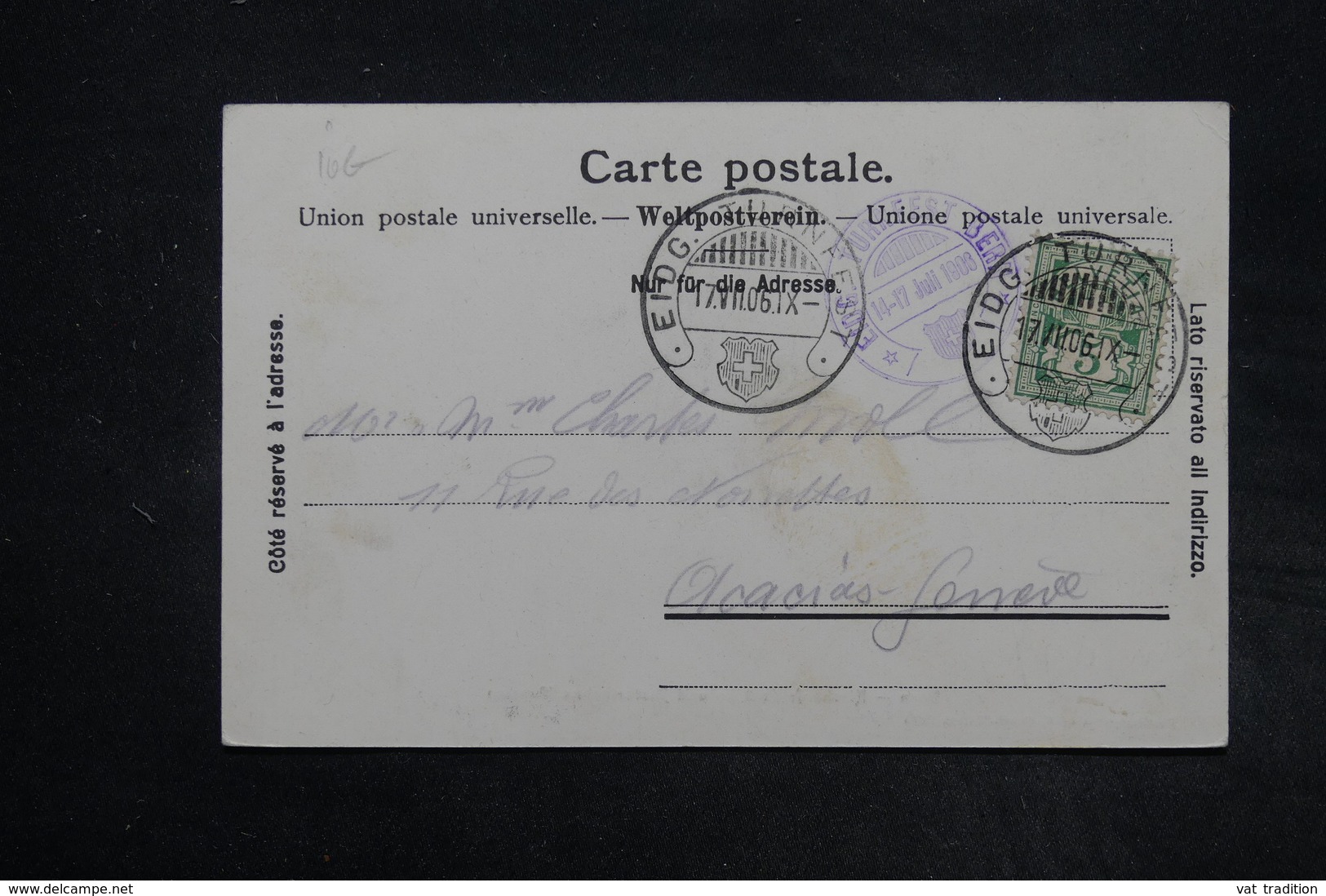 SUISSE - Oblitération Temporaire De Bern Sur Carte Postale En 1906 - L 27313 - Marcophilie