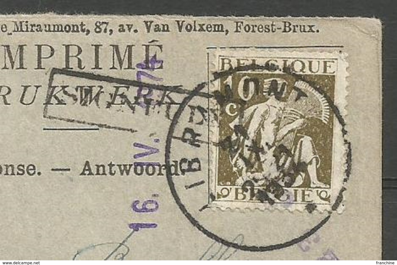 1932 - COB N°  337 - Oblitéré Sur Document - Griffe :  SIGNEULX - Cartas & Documentos