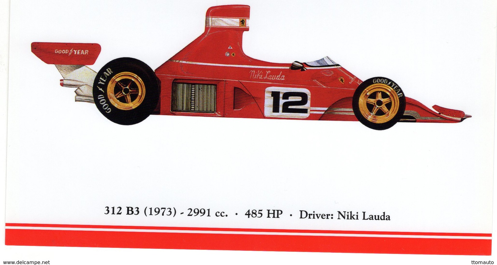 Ferrari F1/Grand Prix Cars  -  FERRARI 312 B3  - 1973 - Pilote: Niki Lauda   -  Carte Postale - Grand Prix / F1