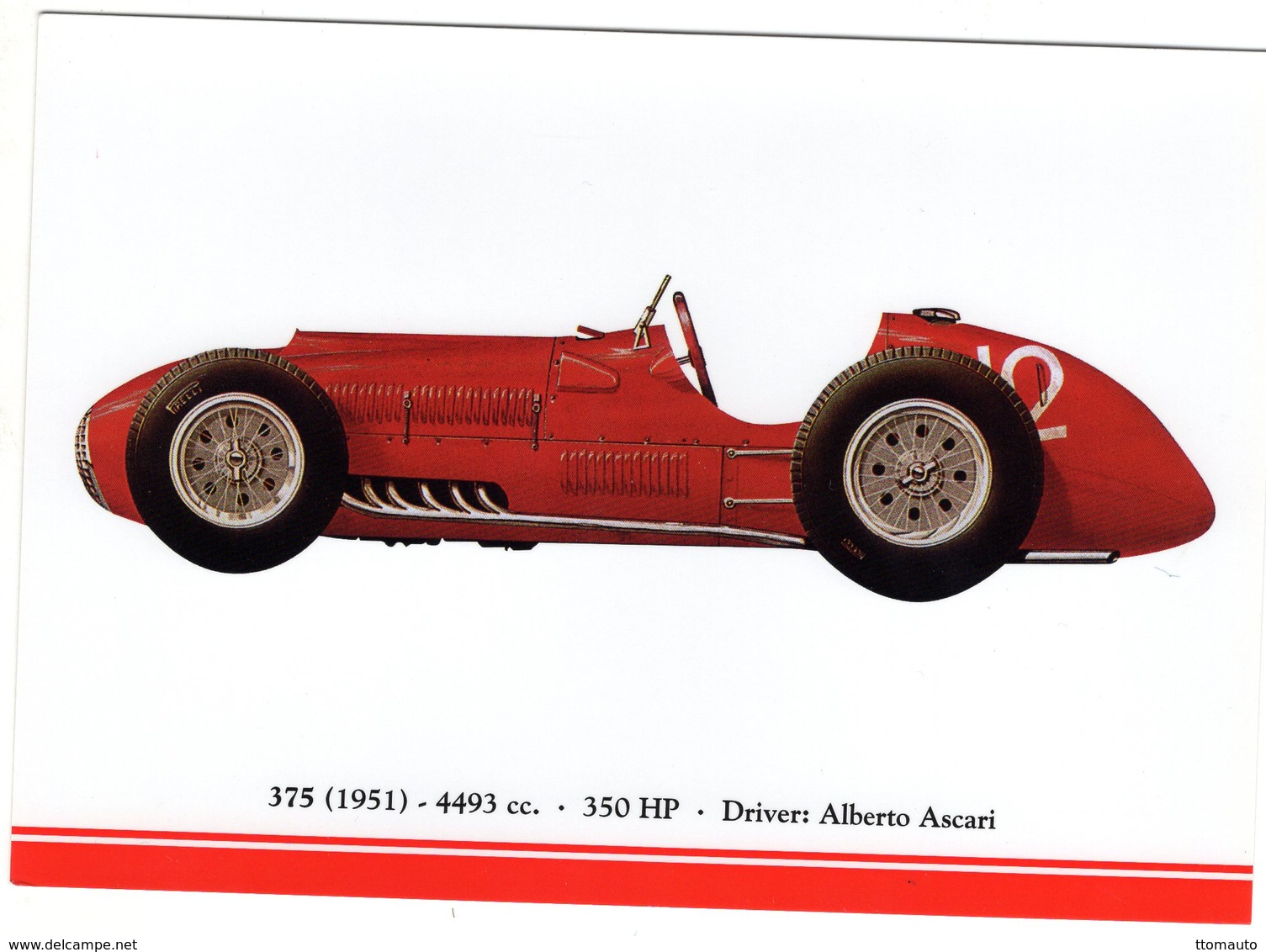 Ferrari F1/Grand Prix Cars  -  FERRARI 500   - 1952  - Pilote: Alberto Ascari   -  Carte Postale - Grand Prix / F1