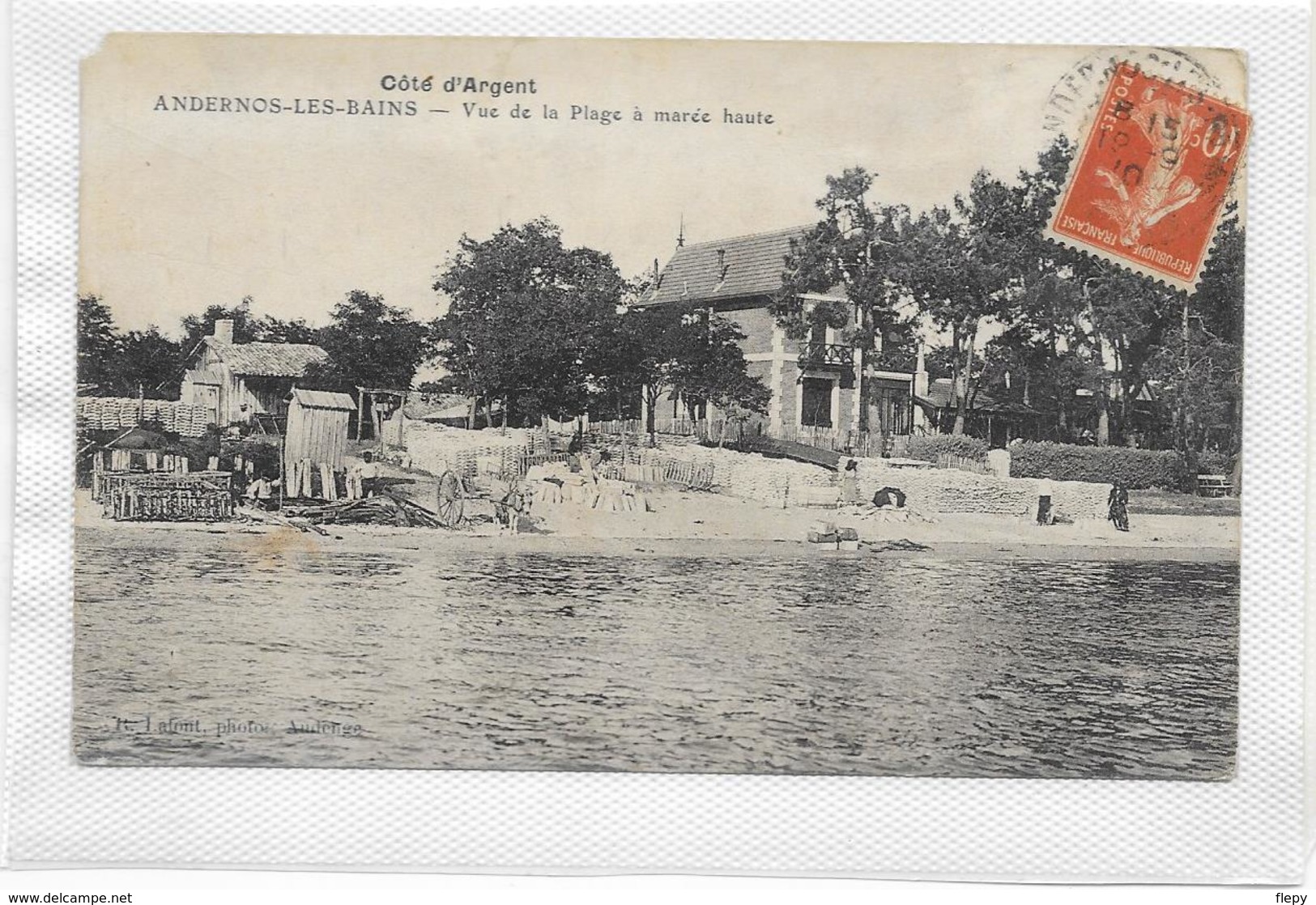 CPA ANDERNOS Rare éditeur Lafont  Vue  De La Plage à Marée Haute - Andernos-les-Bains