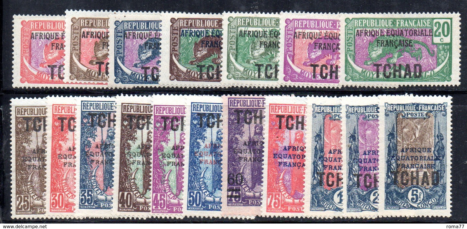 BIG/F - CIAD TCHAD 1922 ,  Yvert Serie N. 19/36  *  Linguellata  (2380A) - Nuovi