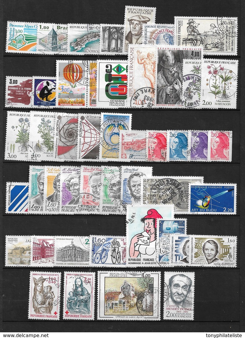 France Année  1983 Complète En Oblitéré 47 Timbres N ° 2252 A 2298 - 1980-1989