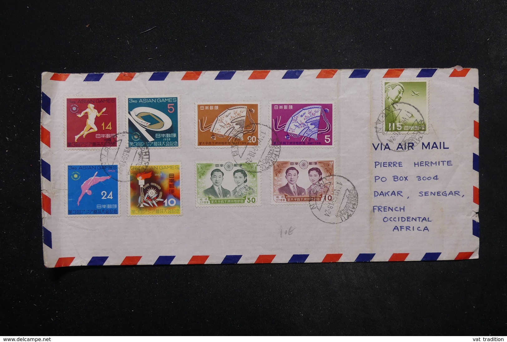 JAPON - Enveloppe De Shimizu Pour Dakar En 1959 , Affranchissement Varié Plaisant - L 27338 - Cartas & Documentos
