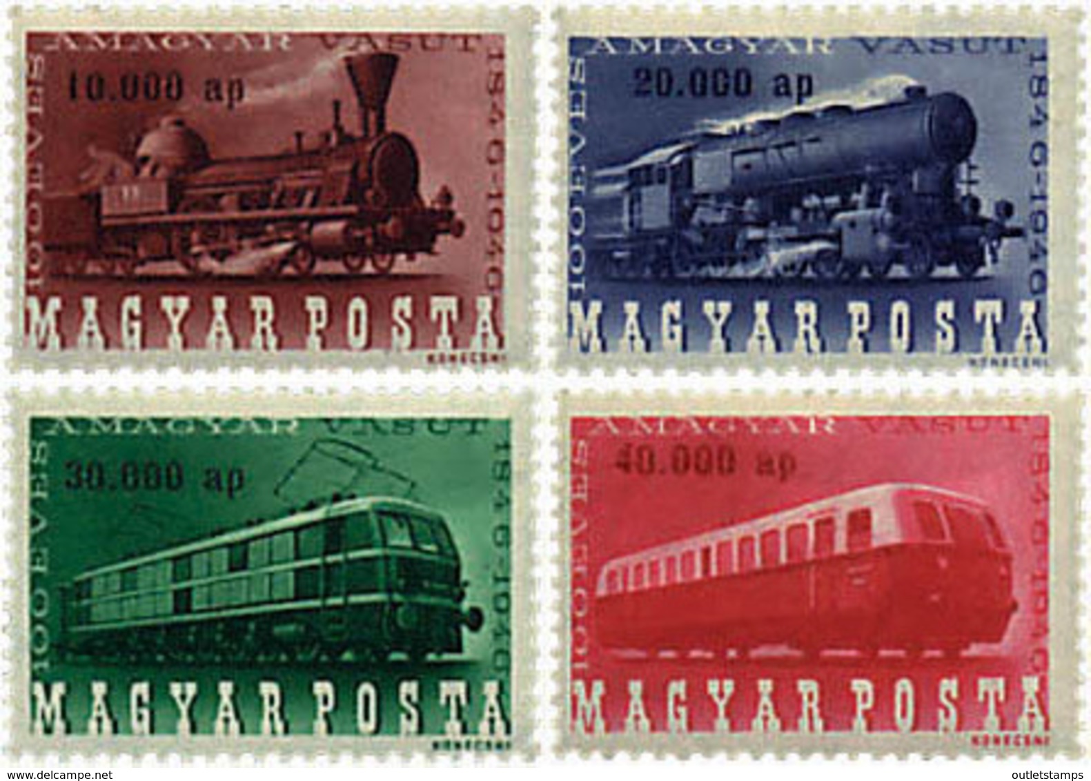 Ref. 60895 * NEW *  - HUNGARY . 1946. CENTENARY OF THE RAILWAYS. CENTENARIO DEL FERROCARRIL - Unused Stamps