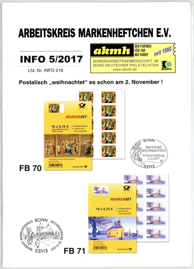 Arbeitskreis Markenheftchen - Rundschreiben 5 Aus 2017 - Duits (vanaf 1941)