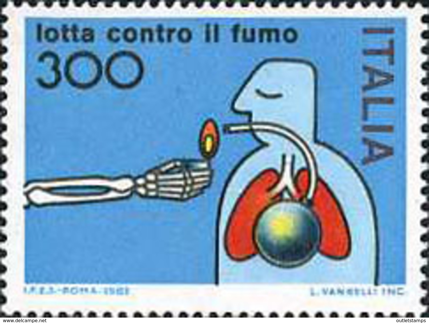 Ref. 131412 * NEW *  - ITALY . 1982. CAMPAIGN AGAINST TOBACCO. CAMPA�A ANTI TABACO - 1981-90: Ungebraucht