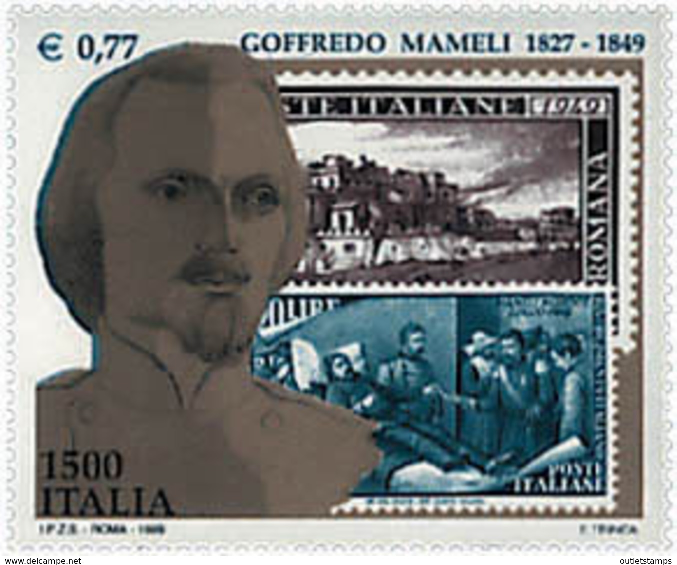 Ref. 58813 * NEW *  - ITALY . 1999. 150th ANNIVERSARY OF THE DEATH OF THE POET GOFFREDO MAMELI AND 150th ANNIVERSARY OF - 1991-00:  Nuevos