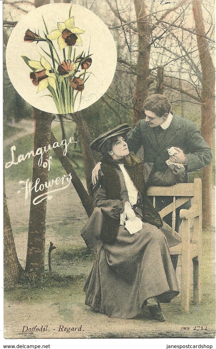 BRIDLINGTON STATION OFFICE POSTMARK WITH JWS ROMANCE LANGUAGE OF FLOWERS POSTCARD - Marcofilie