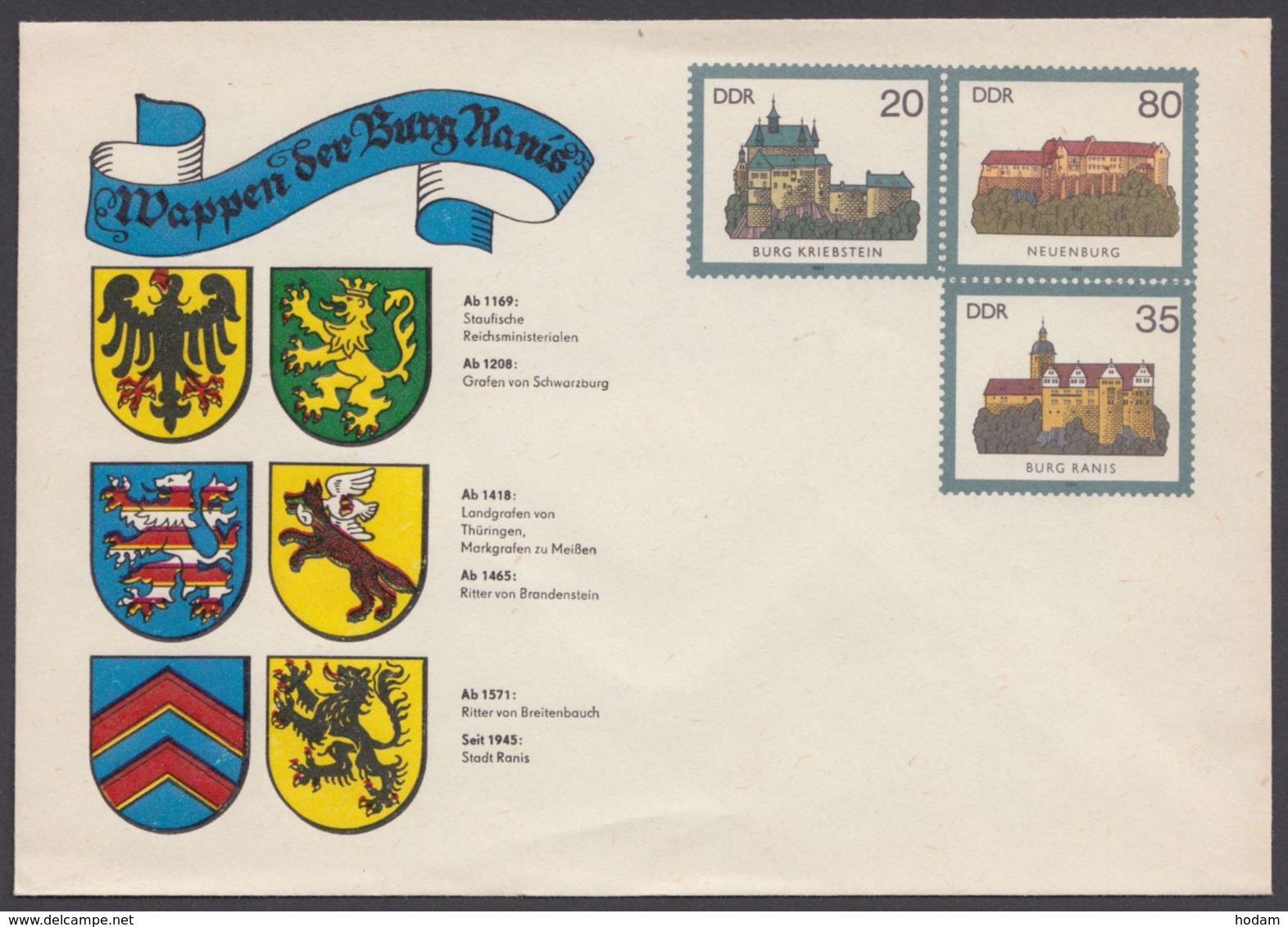 U 1 C 2 "Wappen Der Burg Ranis" - Sobres - Nuevos