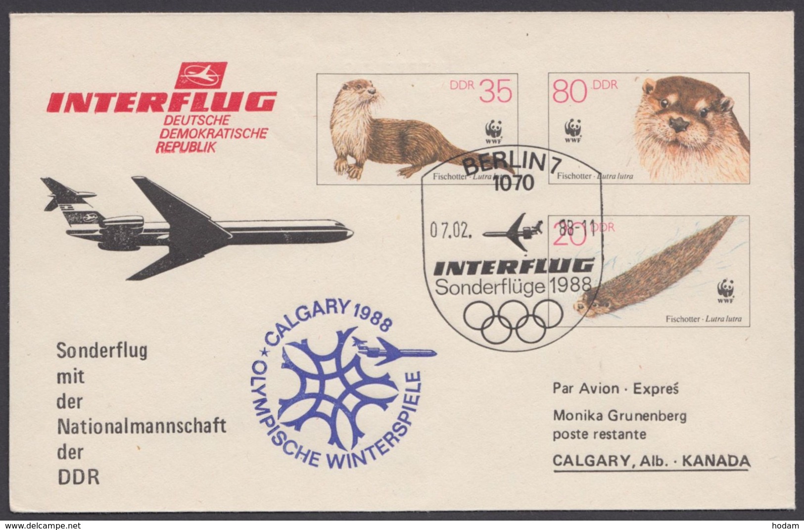 U 7 C 2 "Sonderflug Olympiade Calgary", Pass. Sst. - Covers - Used