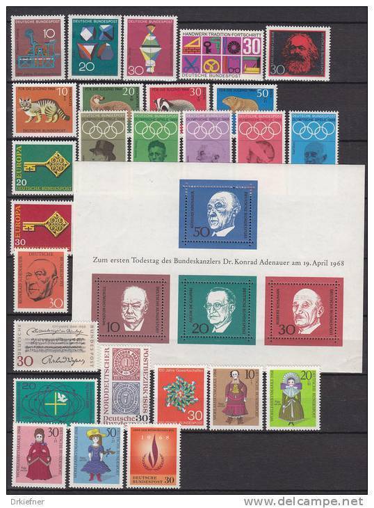 BRD Jahrgang 1968 Komplett, Postfrisch - Unused Stamps