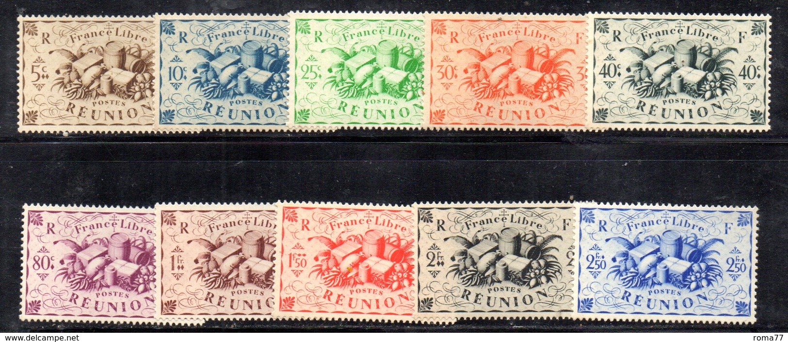 BIG/F - REUNION 1945 ,  Yvert Serie N. 252/259  *  Linguellata  (2380A) - Nuovi