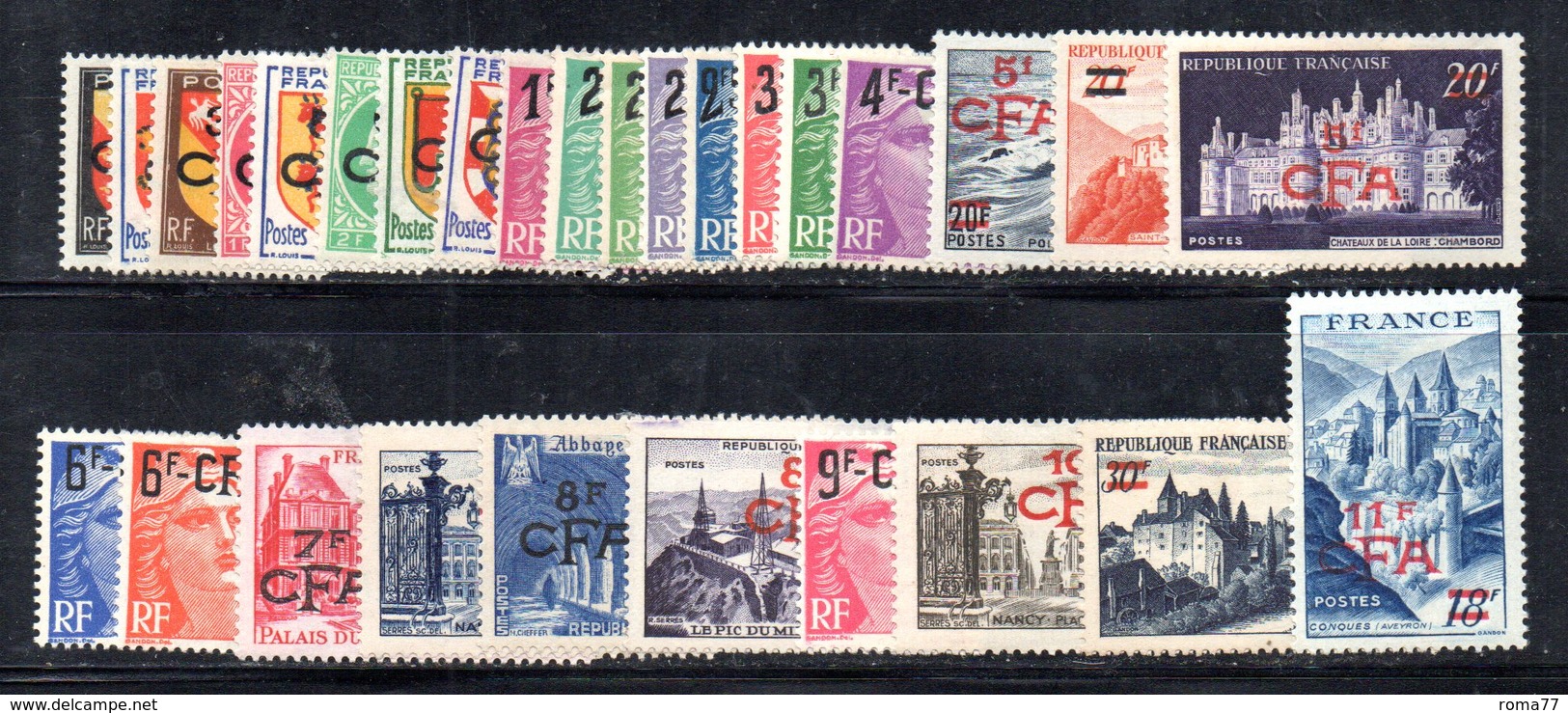 BIG/F - REUNION 1949 ,  Yvert Serie N. 281/306  *  Linguellata  (2380A) - Nuovi