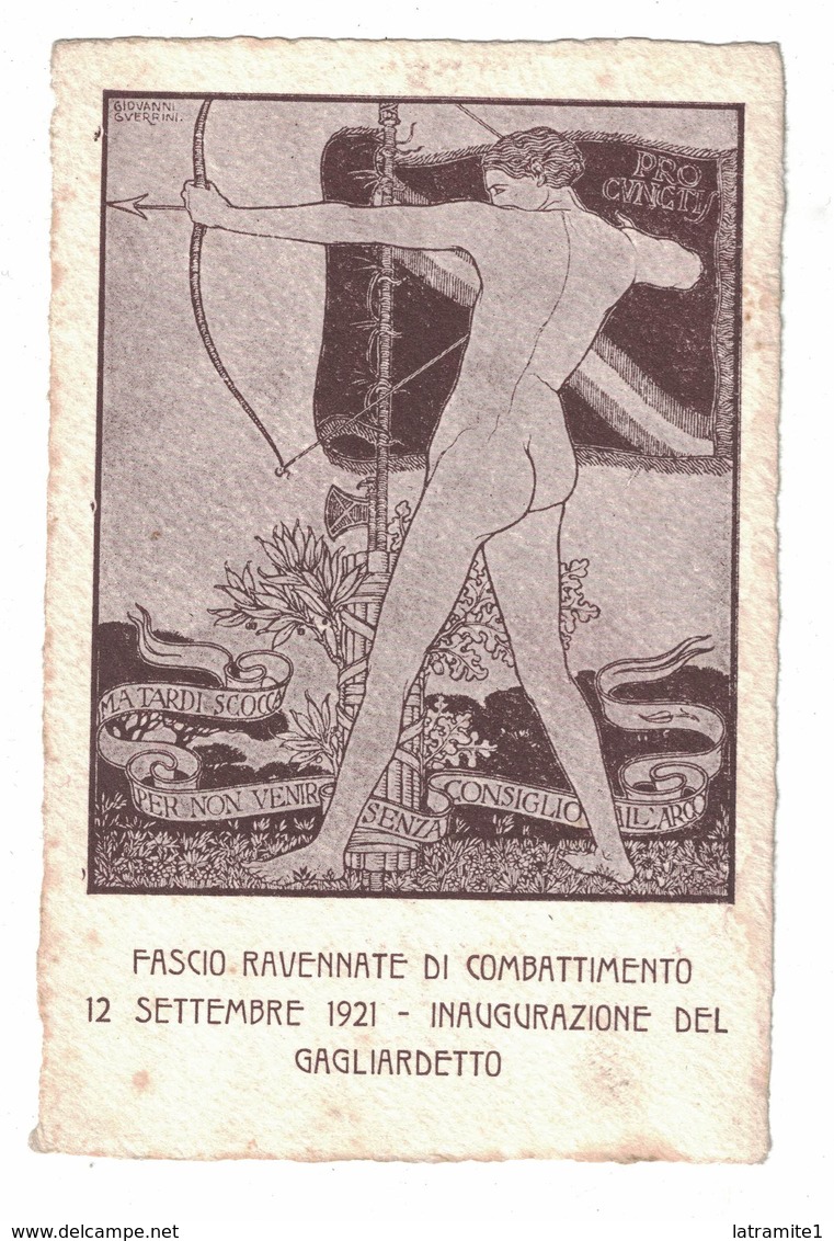 CARTOLINA  CARTE POSTALE  INAUGURAZIONE DEL GAGLIARDETTO FASCIO RAVENNATE DI COMBATTIMENTO  1921 - Pubblicitari