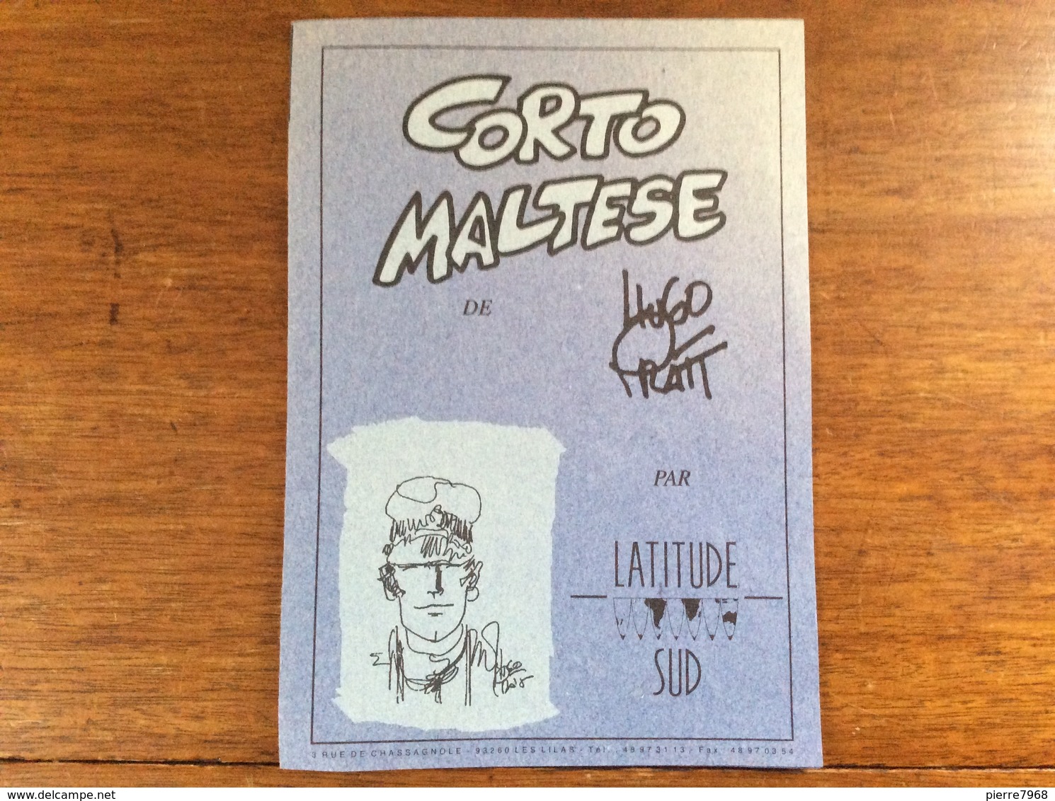 Publicité BD / CORTO MALTESE De Hugo Pratt Par Latitude Sud - Produits Dérivés - Publicités