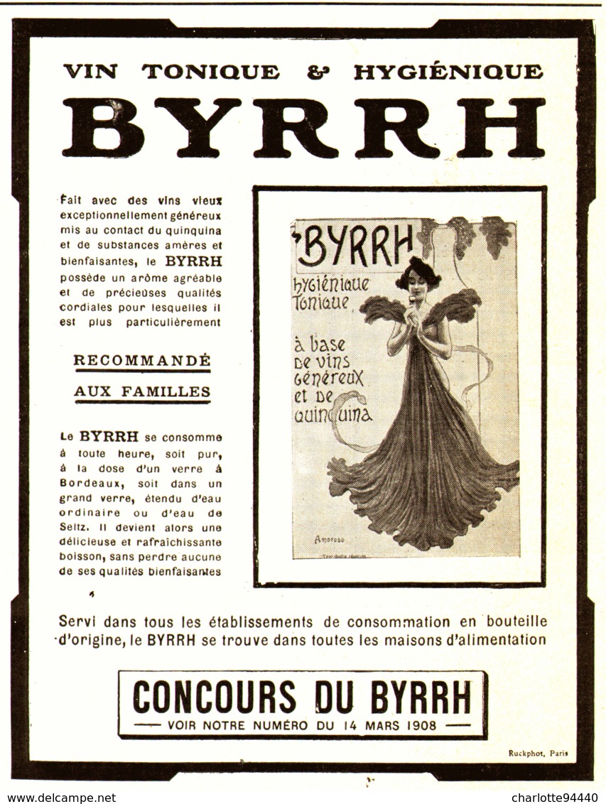 PUB    " BYRRH  " ( CONCOURS Du BYRRH )  1908  ( 48 ) - Alcools