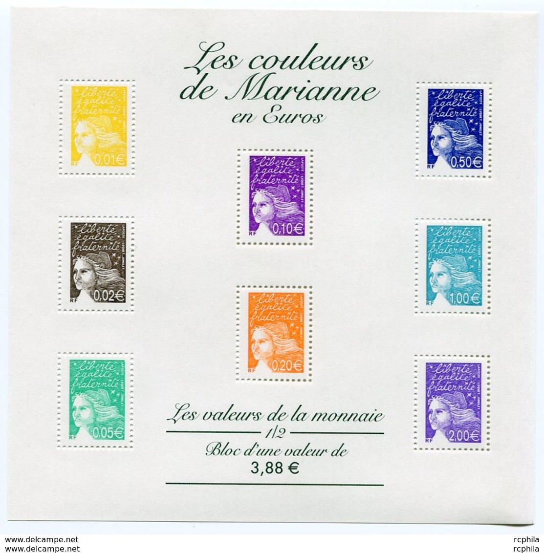 RC 11961 FRANCE BF N° 44 LES COULEURS DE MARIANNE BLOC FEUILLET NEUF ** A LA FACIALE - Neufs