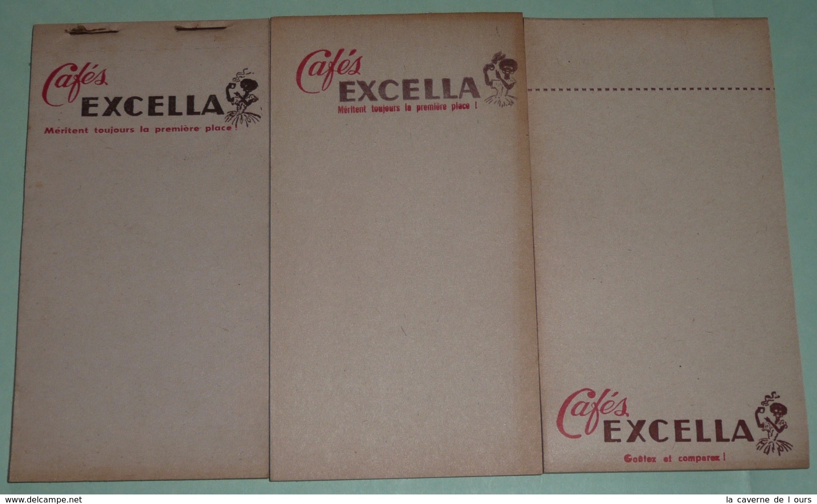 Rare Lot De 3 Anciens Carnets De Bistrot Ou D'épicerie, Cafés EXCELLA, Carnet Calepin, Bistro - Autres & Non Classés