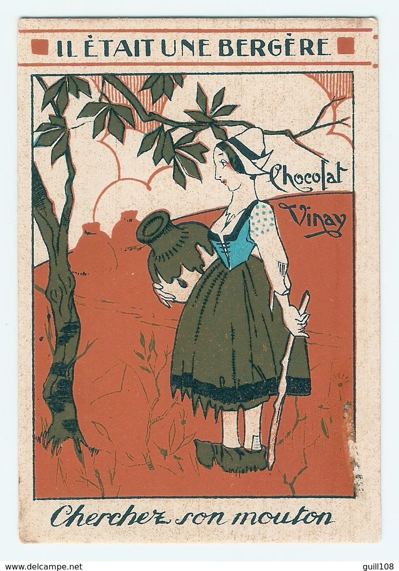 Chromo Image Devinette Chocolat Vinay Chanson Comptine Il était Une Bergère Mouton Berger Vase Alpage A24-8 - Sonstige & Ohne Zuordnung