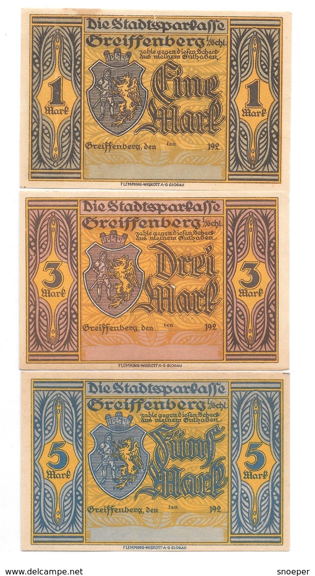 **notgeld Greiffenberg  1+3+5 Mark     470.3b - [11] Emissioni Locali