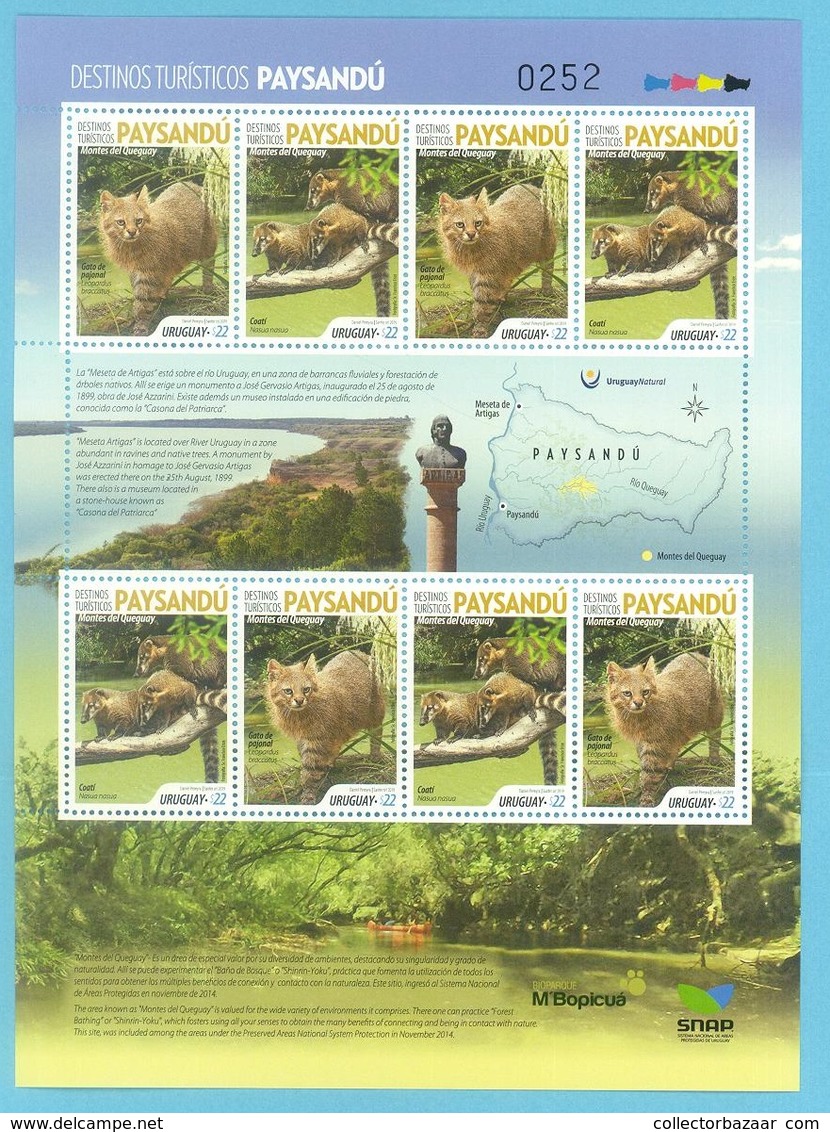 2019  TOURISM URUGUAY STAMP SHEET CANOE OPENAIR SPORTS HEALTH FOREST MAP - Kanu