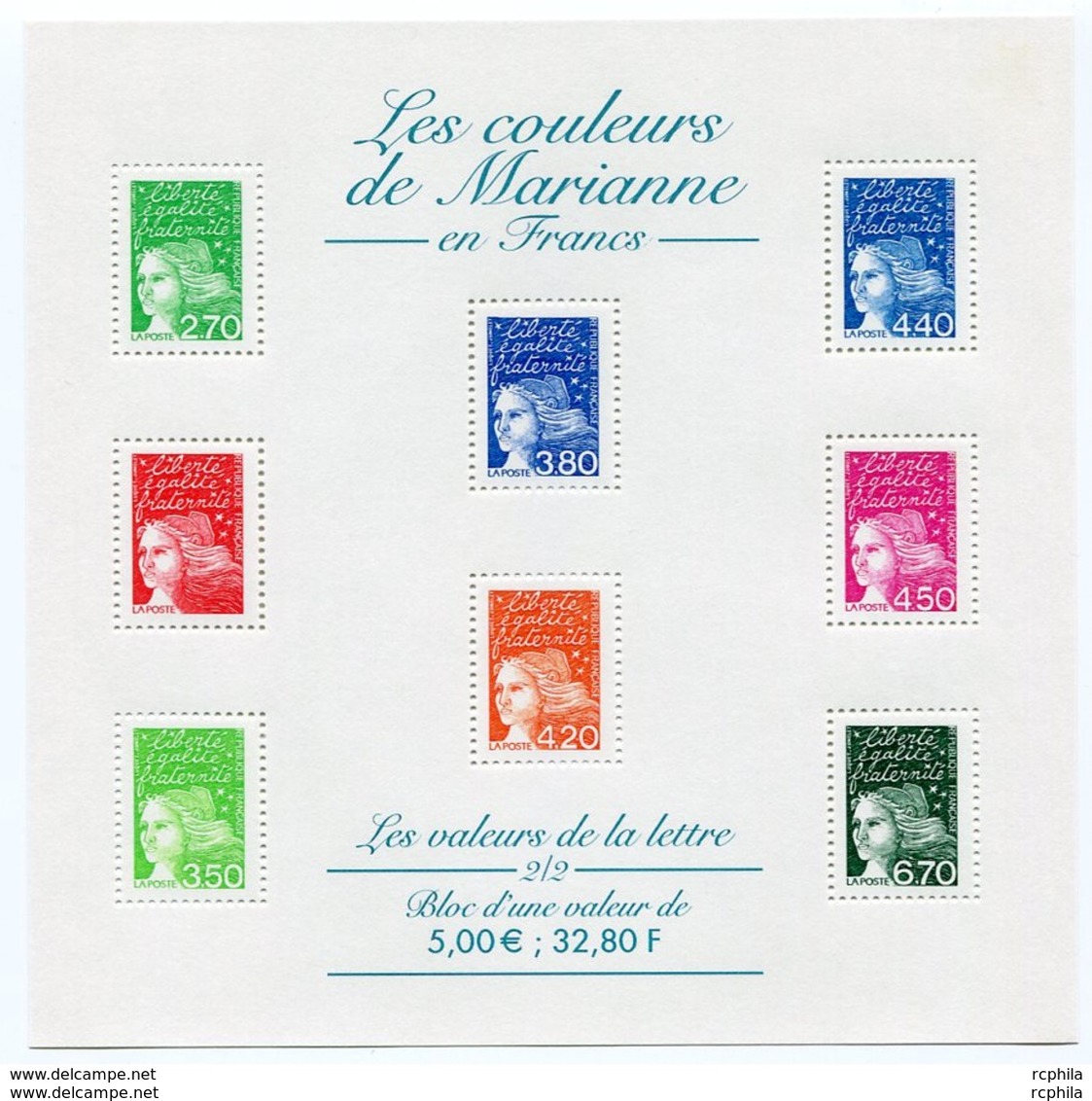 RC 11959 FRANCE BF N° 42 LES COULEURS DE MARIANNE BLOC FEUILLET NEUF ** A LA FACIALE - Ungebraucht