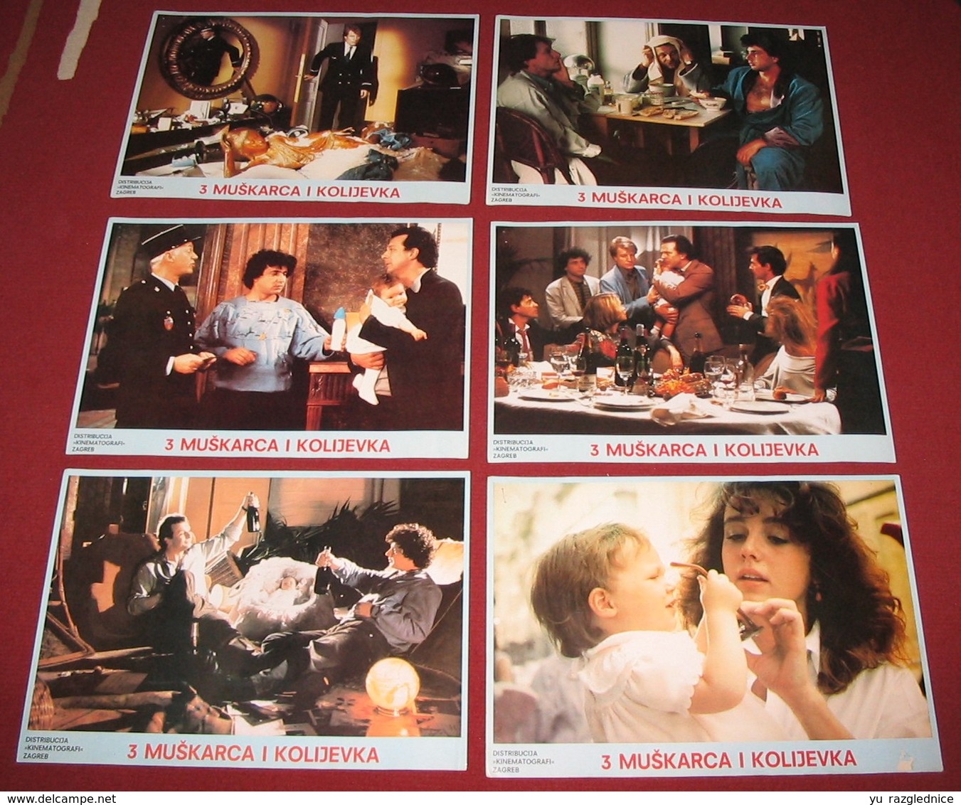 Roland Giraud 3 HOMMES ET UN COUFFIN - 6x Yugoslavian Lobby Cards - Photographs