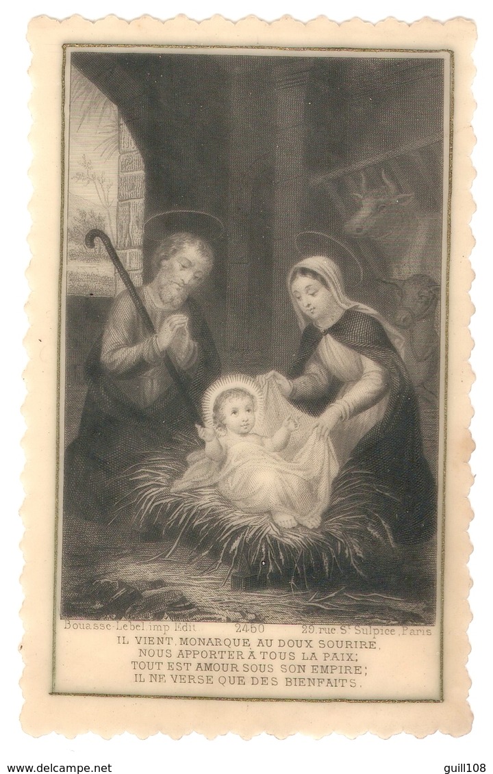 Rare Image Pieuse Celluloid Edit Bouasse Lebel Jésus Nativité étable Amour Prayer Holy Card Santino A18-6 - Andachtsbilder