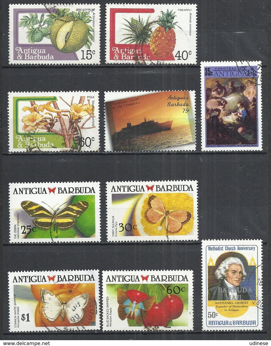 TEN AT A TIME - ANTIGUA AND BARBUDA - LOT OF 10 DIFFERENT 3 - OBLITERE POSTALLY USED GESTEMPELT USADO - Antigua Et Barbuda (1981-...)