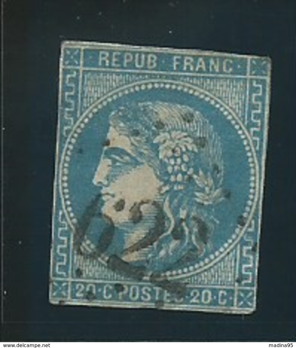 FRANCE: Obl., N° 45B, T II, Rep 2, Bleu, DEF - 1870 Bordeaux Printing