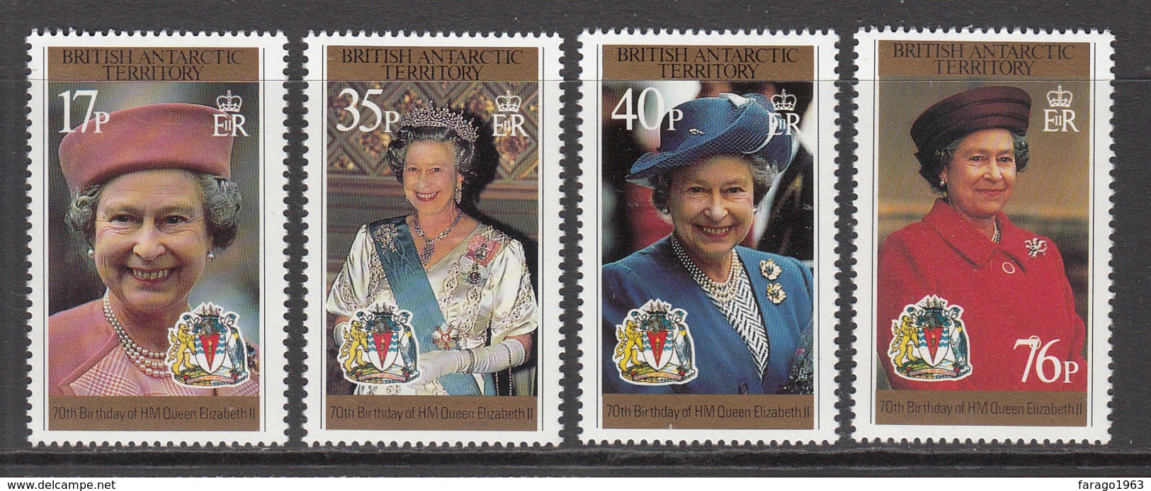 1996 British Antarctic Territory QEII 70th Birthday Complete Set Of 4 MNH - Nuovi