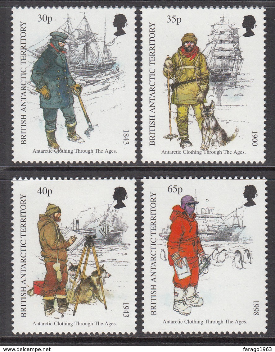 1998 British Antarctic Territory Clothing Through The Ages Dogs Ships Complete Set Of 4 MNH - Ungebraucht