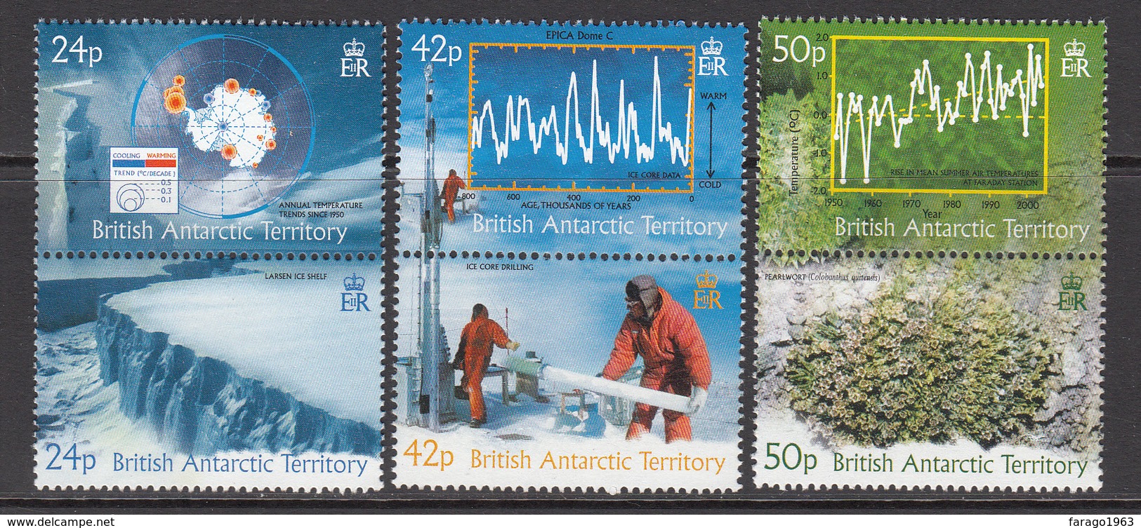 2004 British Antarctic Territory Climate Change Environment Map  Complete Set Of 6 (in Pairs) MNH - Unused Stamps