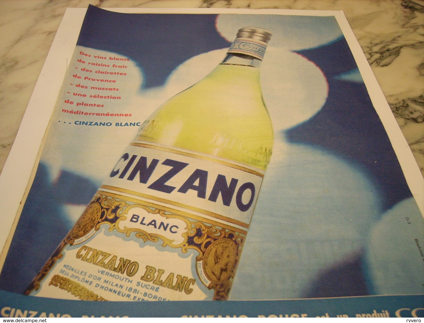 ANCIENNE PUBLICITE APERITIF BLANC   CINZANO 1959 - Alcolici