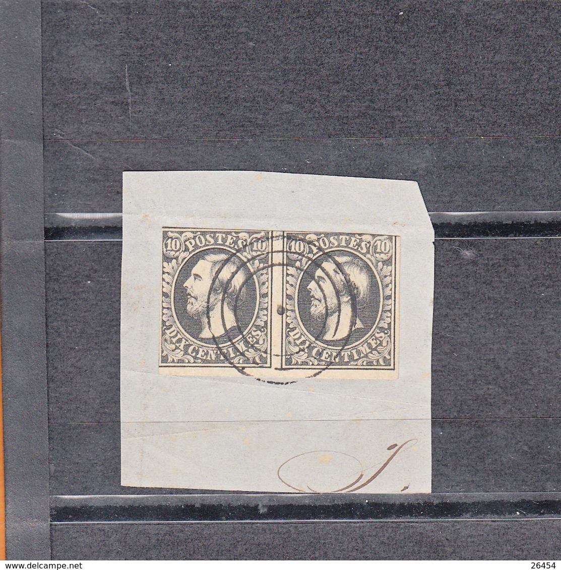 Luxembourg  GUILLAUME III   Num 1   Paire De 10c Gris-noir Sur Fragment De Lettre   Belle Cote... PEU COMMUN - 1852 Willem III