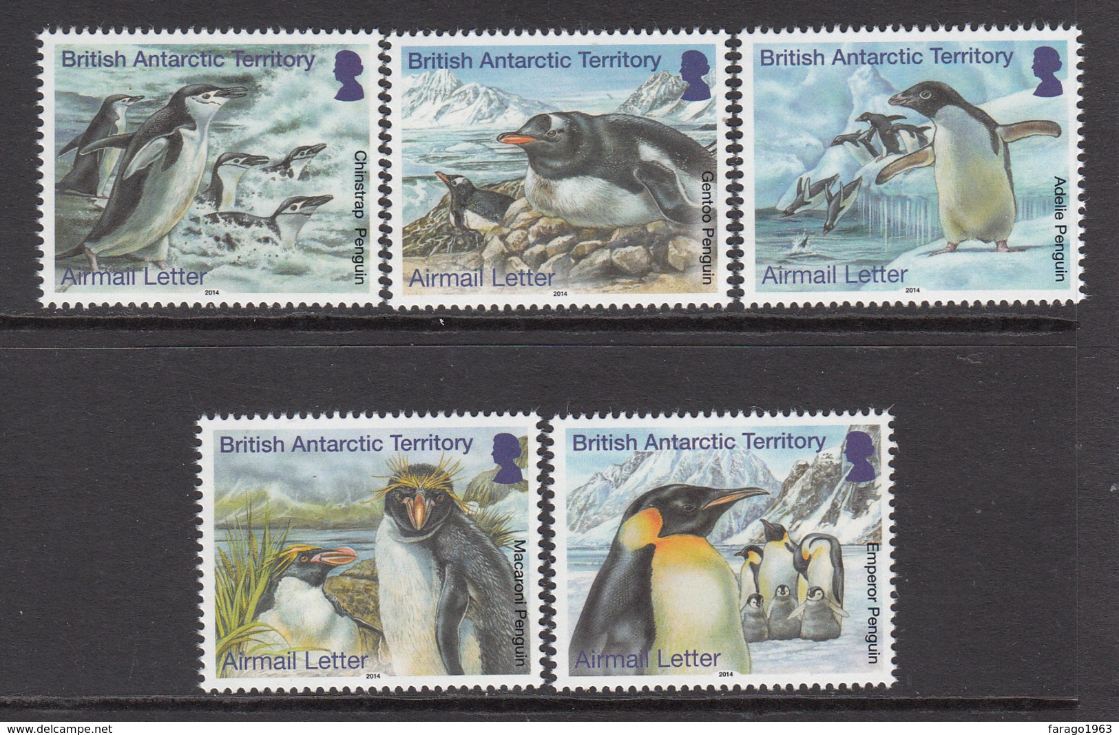 2014 British Antarctic Territory Penguins Airmail  Complete Set Of 5 MNH - Unused Stamps