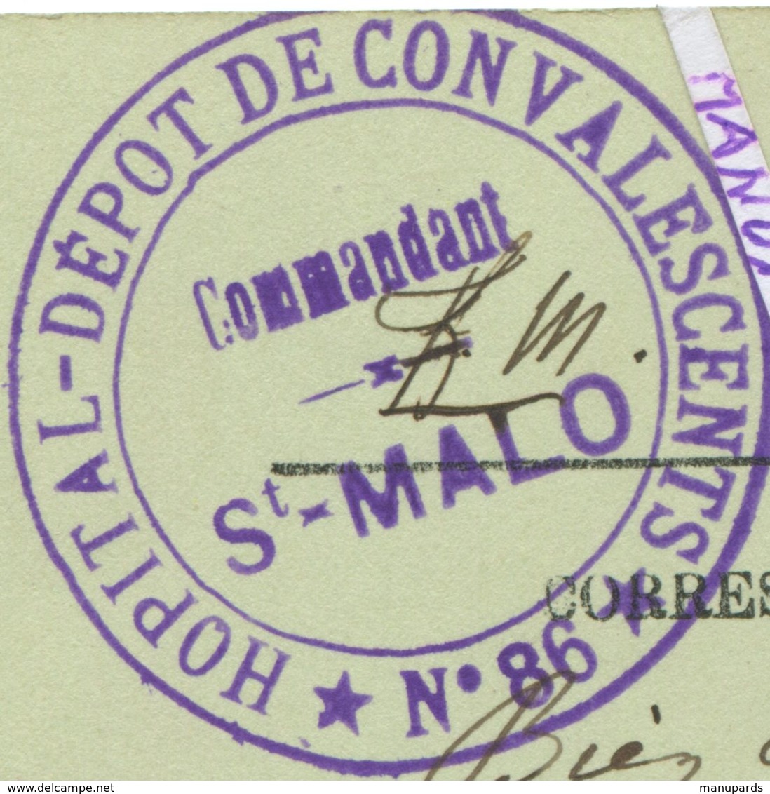 35 SAINT MALO / 1915 / CPA / TAMPON / CACHET / HÔPITAL N°86 / DÉPÔT DE CONVALESCENTS - Saint Malo