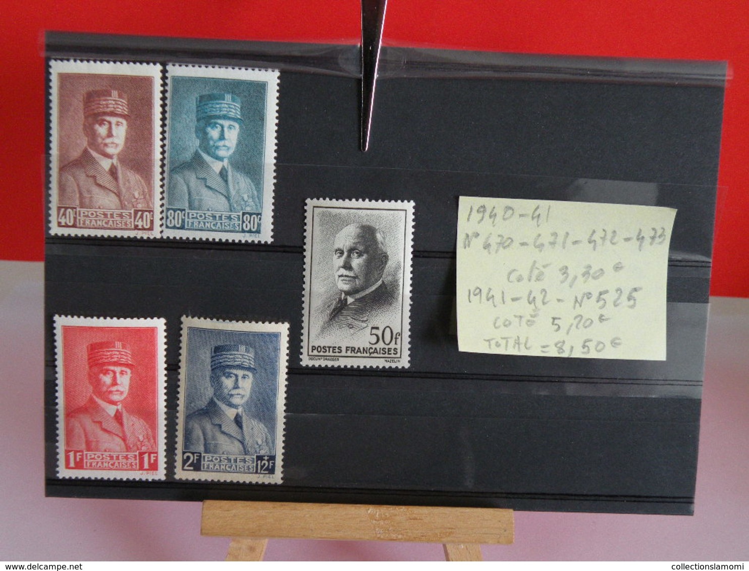 Lot Neufs 1940-41 Pétain N°470-471-472-473 + 1941-42 N°525 - Coté 8,50€ - 1941-42 Pétain