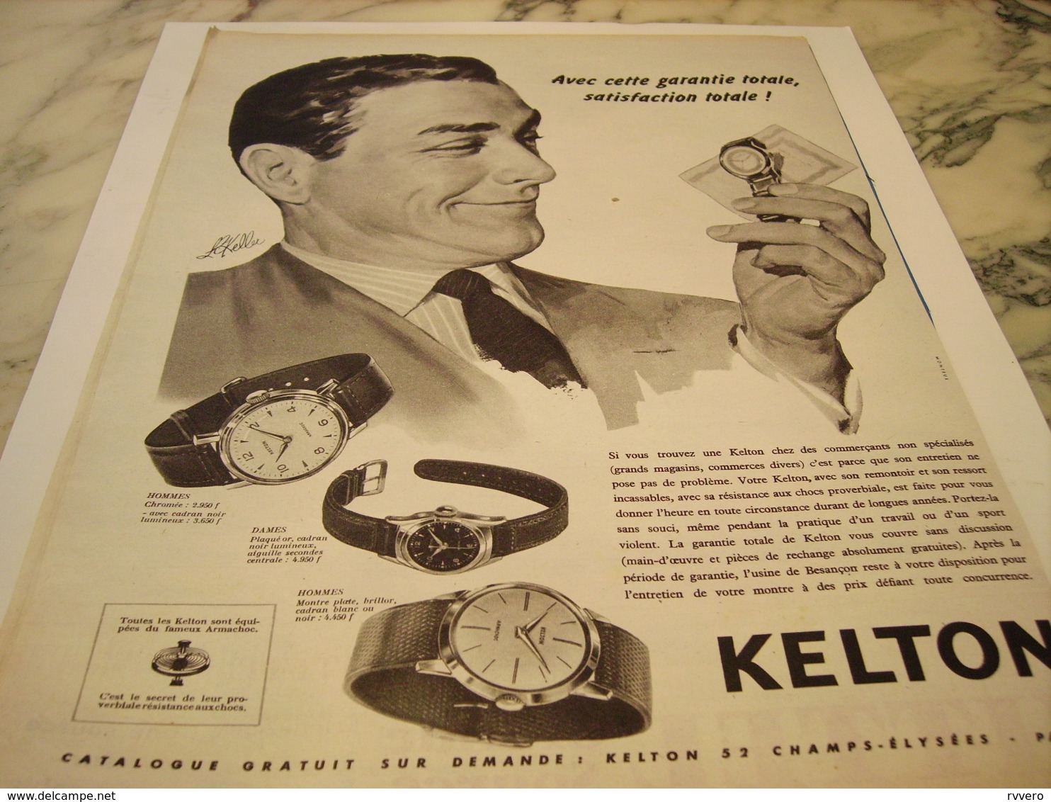 ANCIENNE PUBLICITE GARANTIE TOTAL  MONTRE KELTON  1959 - Autres & Non Classés