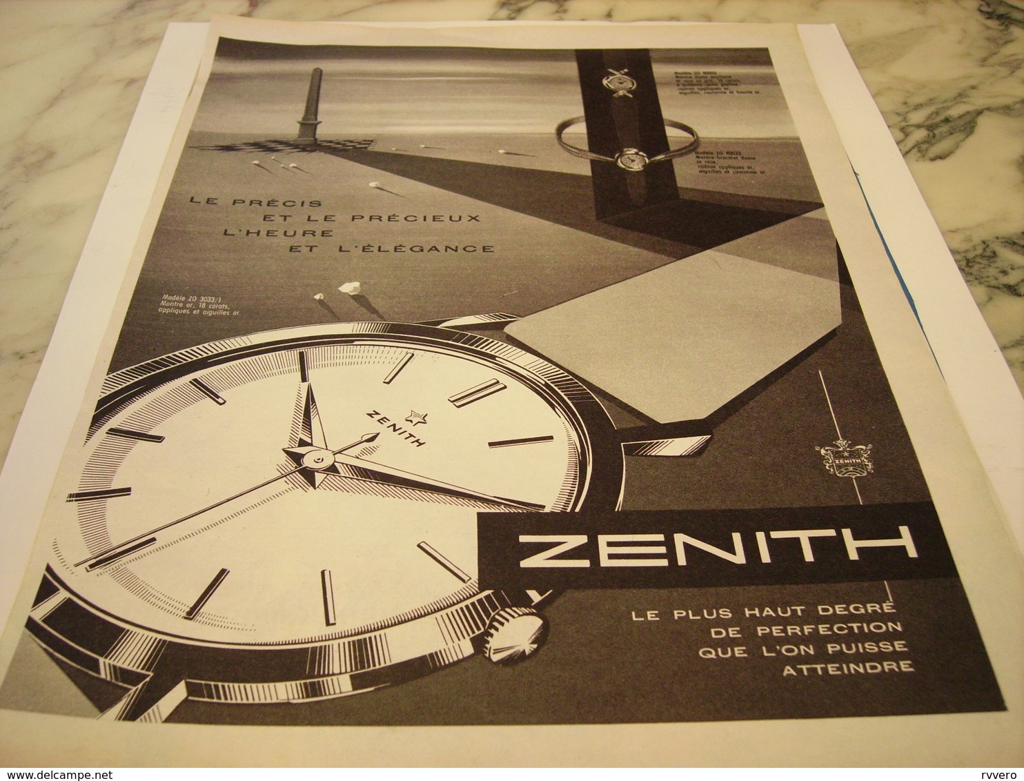 ANCIENNE PUBLICITE HEURE ET L ELEGANCE  MONTRE ZENITH  1959 - Autres & Non Classés