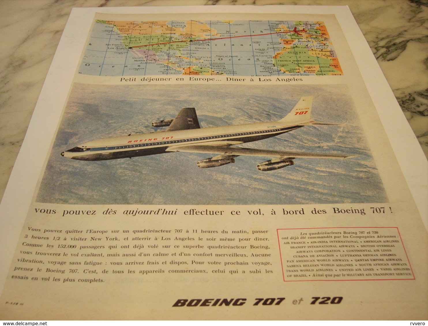 ANCIENNE PUBLICITE AVION BOEING 707  ET 720 1959 - Publicités