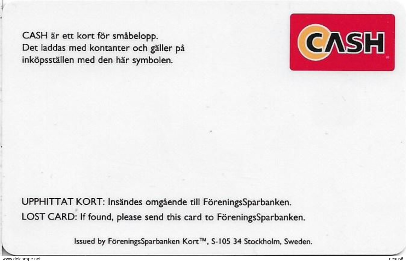 Förening Sparbanken Swedish Cash Card - Autres & Non Classés