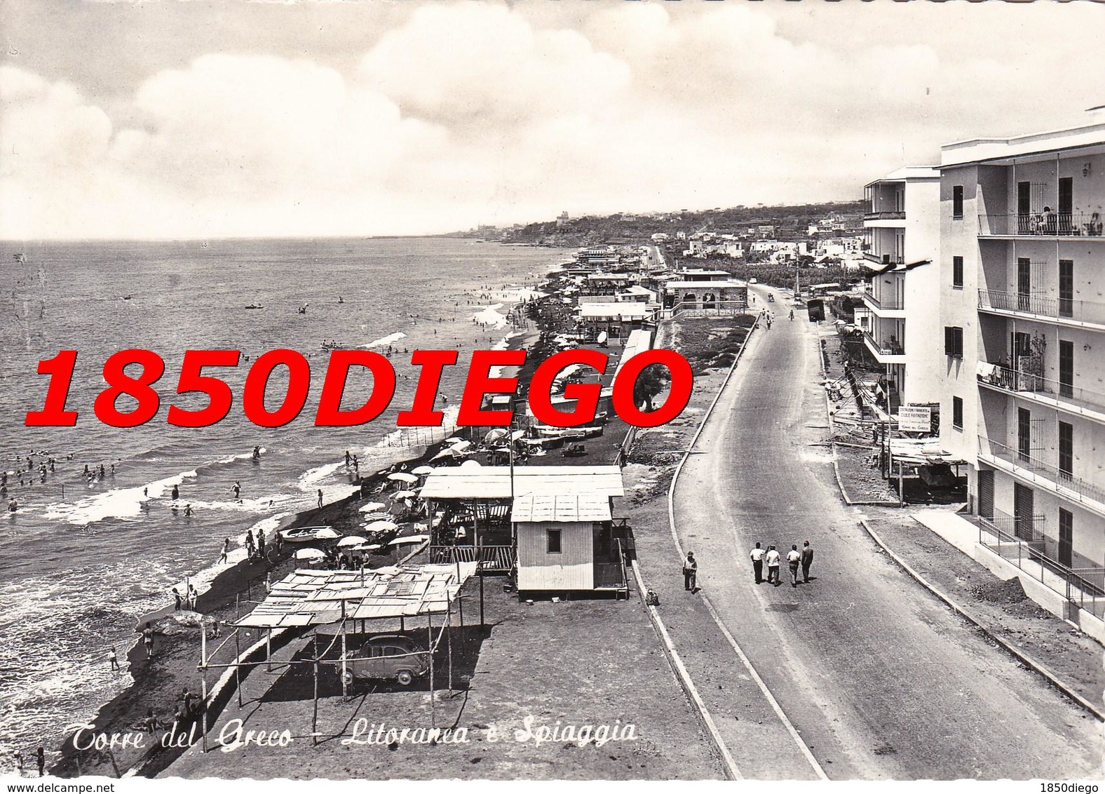 TORRE DEL GRECO - LITORANEA E SPIAGGIA F/GRANDE VIAGGIATA 1960 ANIMAZIONE - Torre Del Greco