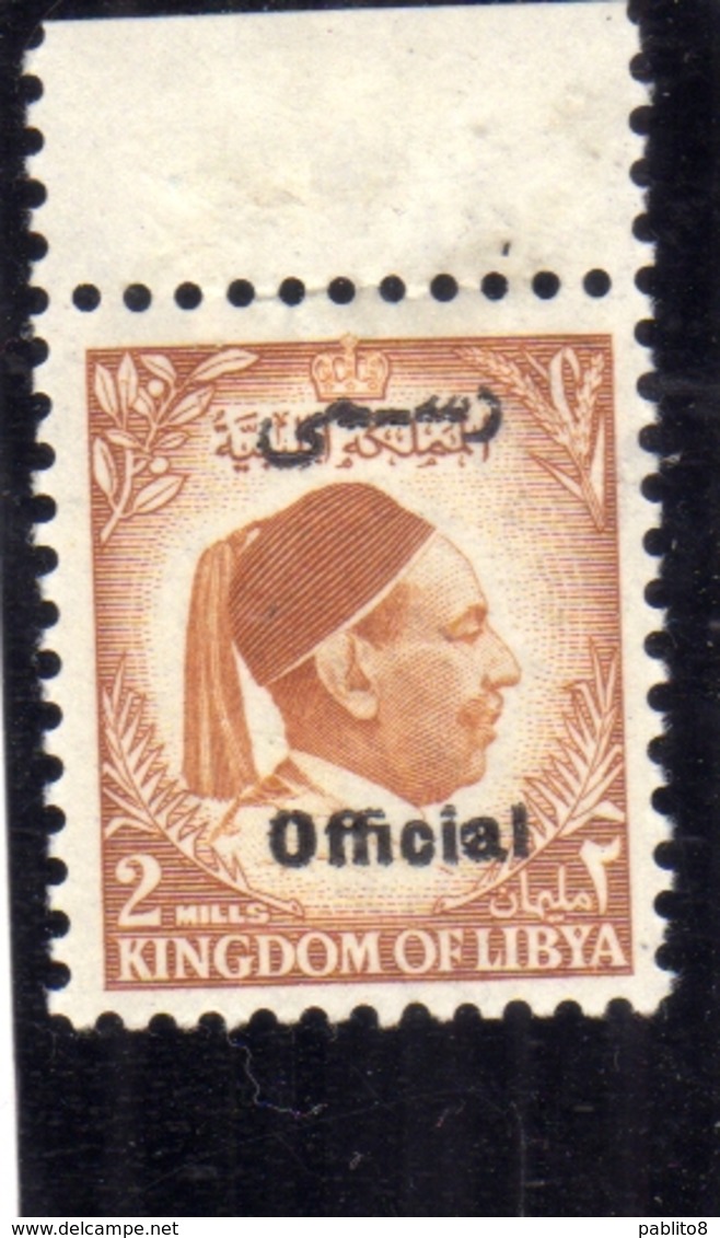 UNITED KINGDOM OF LIBYA REGNO UNITO DI LIBIA 1952 SERVIZIO SERVICE RE IDRISS KING  MILLS 2m MNH - Libia