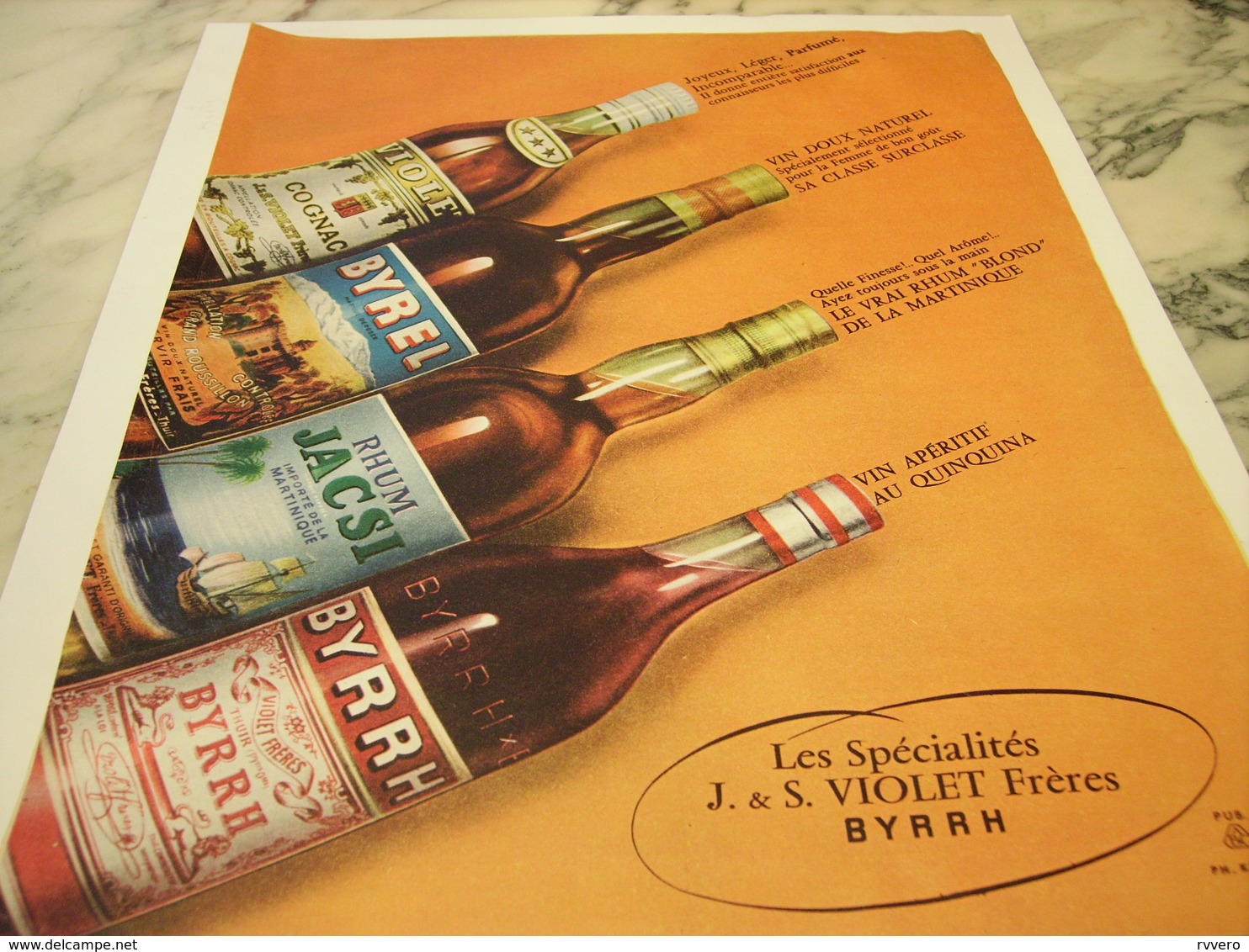 ANCIENNE PUBLICITE BYRRH -BYREL-VIOLET-JACSI 1959 - Alcools