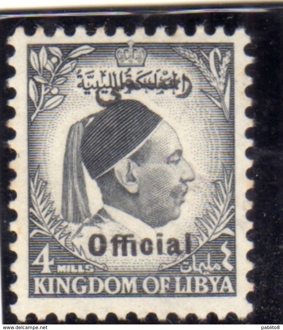 UNITED KINGDOM OF LIBYA REGNO UNITO DI LIBIA 1952 SERVIZIO SERVICE RE IDRISS KING  MILLS 4m MNH - Libia