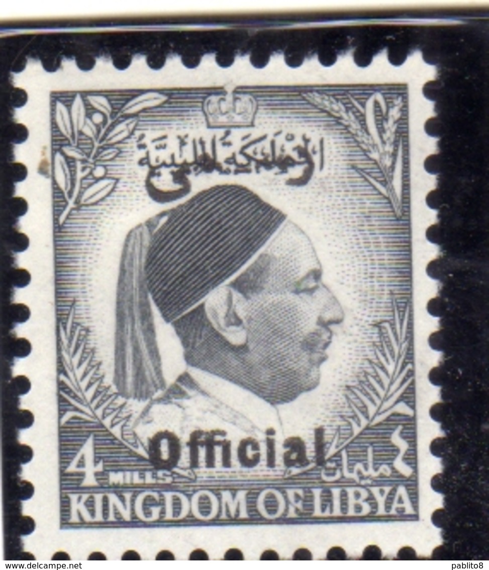 UNITED KINGDOM OF LIBYA REGNO UNITO DI LIBIA 1952 SERVIZIO SERVICE RE IDRISS KING  MILLS 4m MNH - Libia