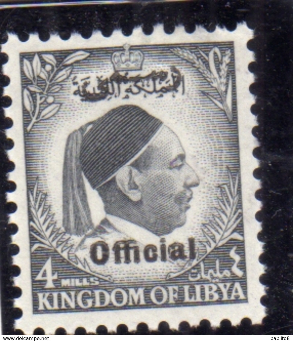 UNITED KINGDOM OF LIBYA REGNO UNITO DI LIBIA 1952 SERVIZIO SERVICE RE IDRISS KING  MILLS 4m MNH - Libia